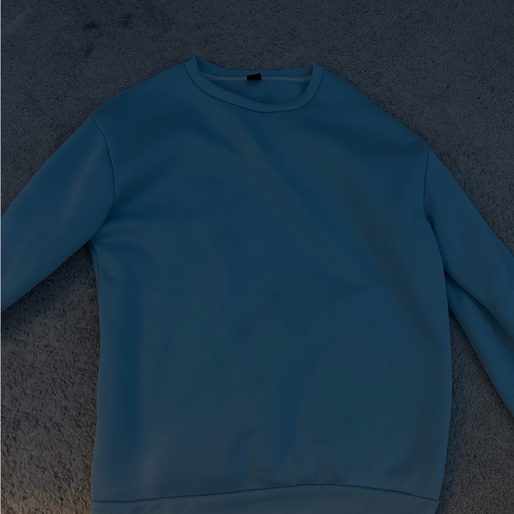 SHEIN Blue Crewneck Sweater Classic Design